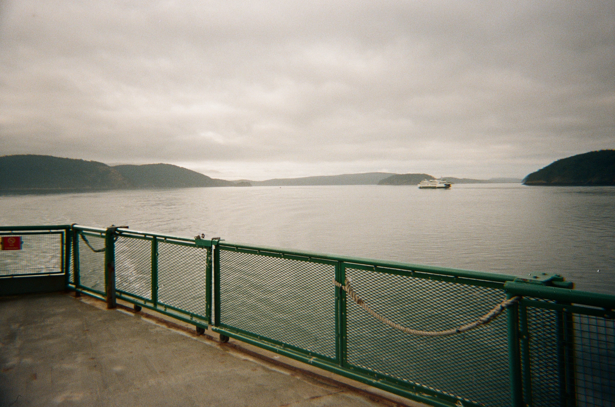view of the san juan islands on an overcast day