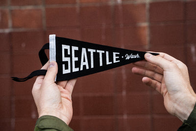 black and white seattle pennant