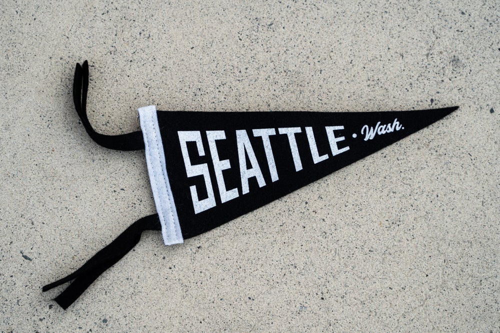 black and white seattle pennant