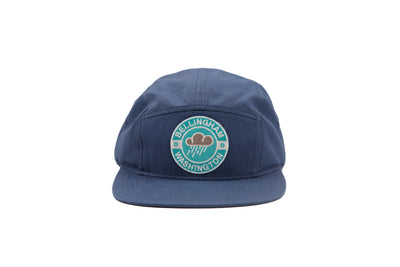 blue 5 panel hat with bellingham washington patch