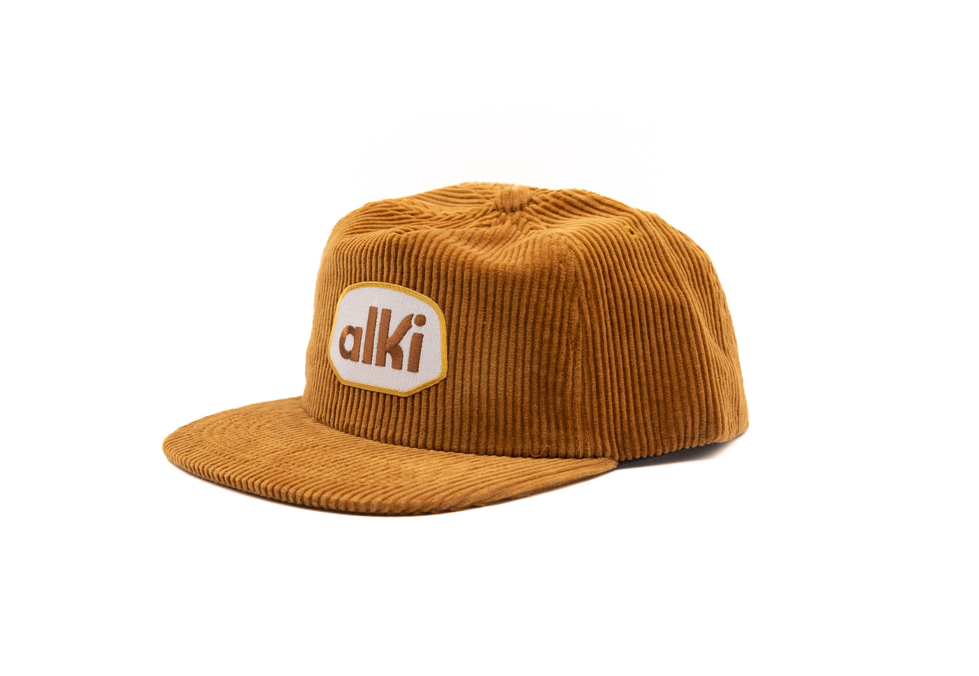 brown corduroy hat with alki patch