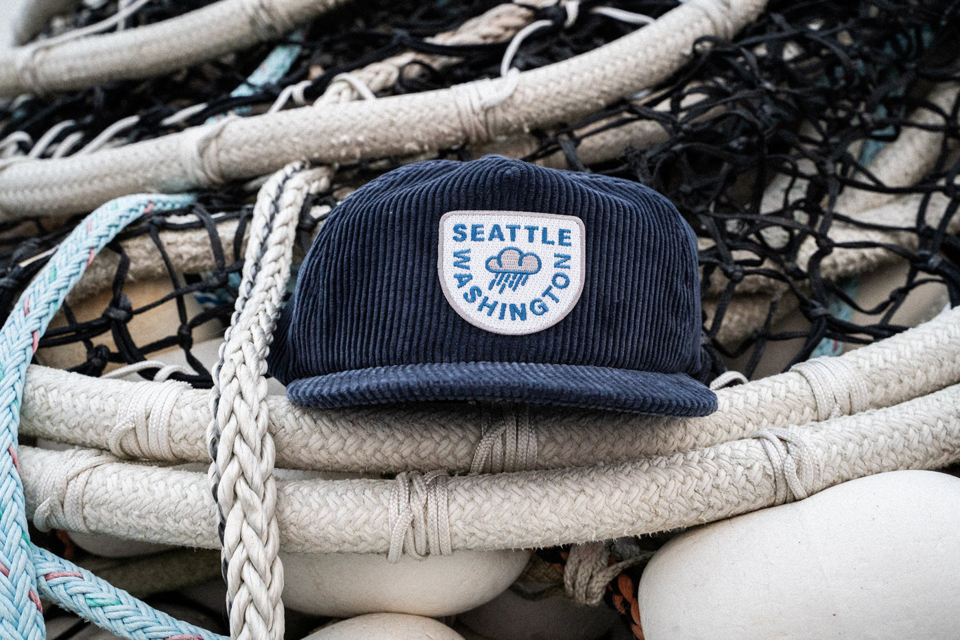 Corduroy Seattle Snapback Hat Navy Blue