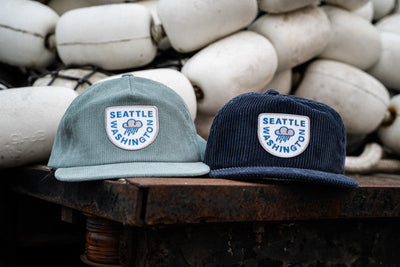 light blue and navy blue raincloud corduroy snapback Seattle hats